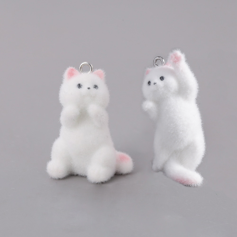 Phone Accessories Chain - 2pcs Flocking Little Cat Resin Charms