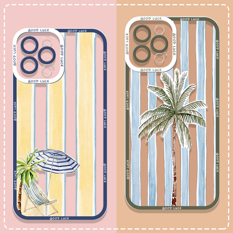 Summer Palm Coconut Tree Strip - Phone Case Clear ulasan dan harga