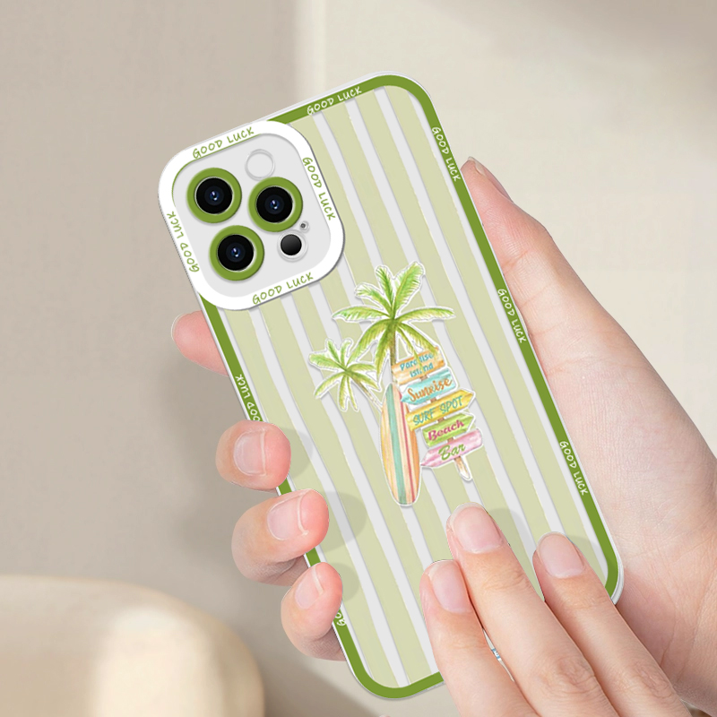Summer Palm Coconut Tree Strip - Phone Case Clear ulasan dan harga