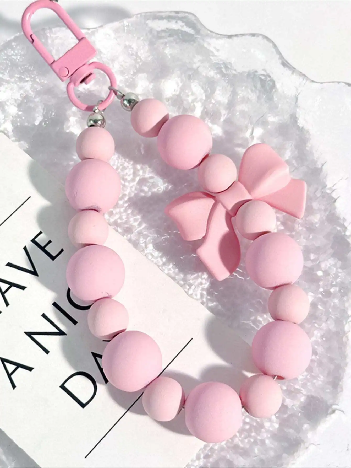 1pc Pink Pearl Bow Keychain Mo - Phone Accessories For Teen Girls ulasan dan harga