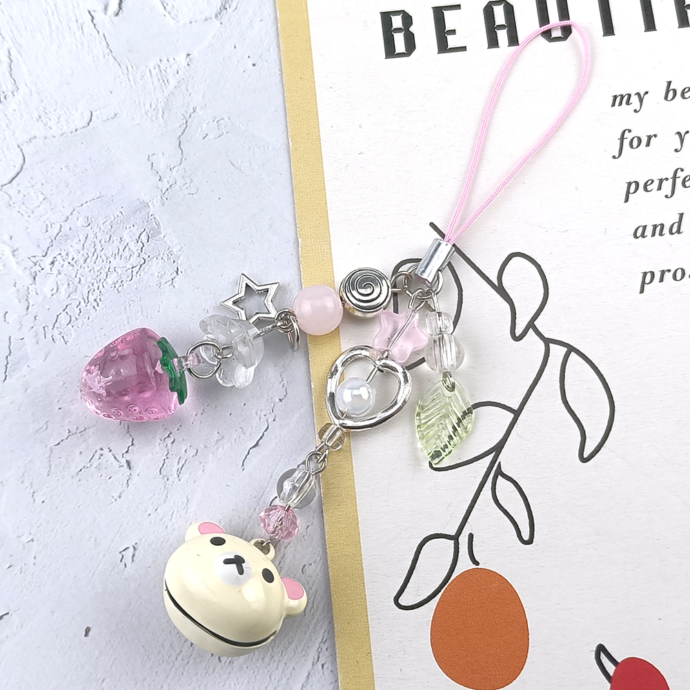 Cute Bell Bear Beaded Keychain - Phone Accessories For Teen Girls ulasan dan harga