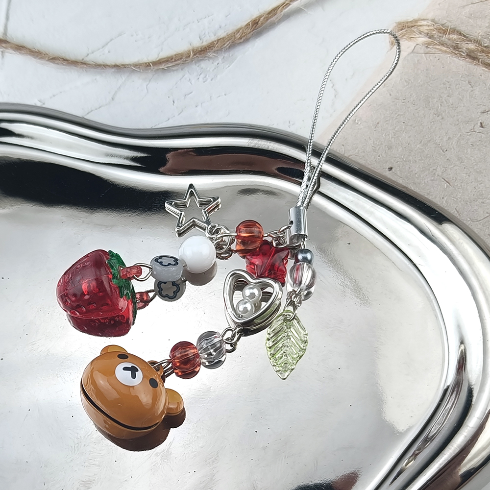 Cute Bell Bear Beaded Keychain - Phone Accessories For Teen Girls ulasan dan harga