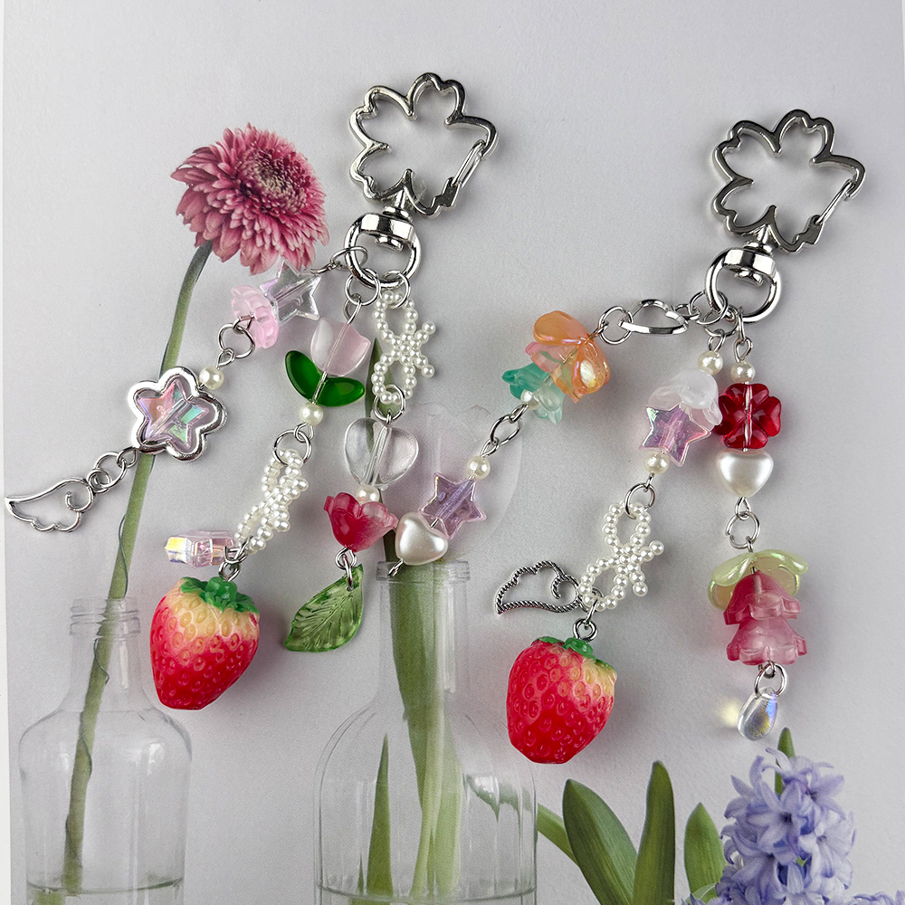 Cute Bear Strawberry Beaded Ph - Phone Accessories For Teen Girls ulasan dan harga