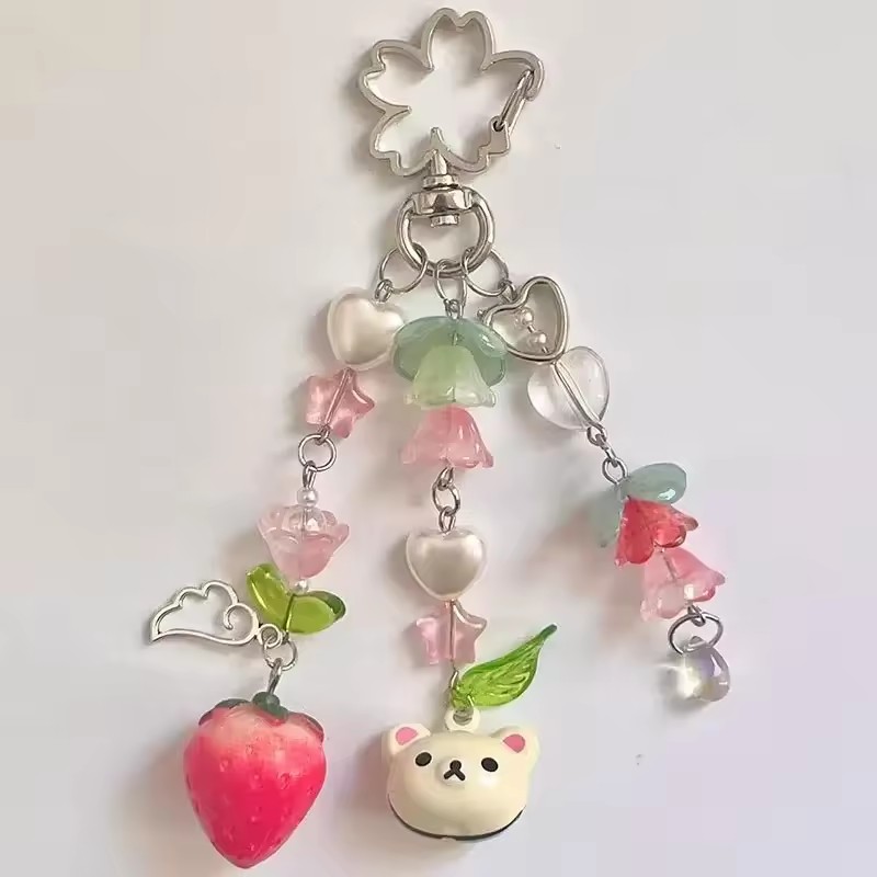 Cute Bear Strawberry Beaded Ph - Phone Accessories For Teen Girls ulasan dan harga
