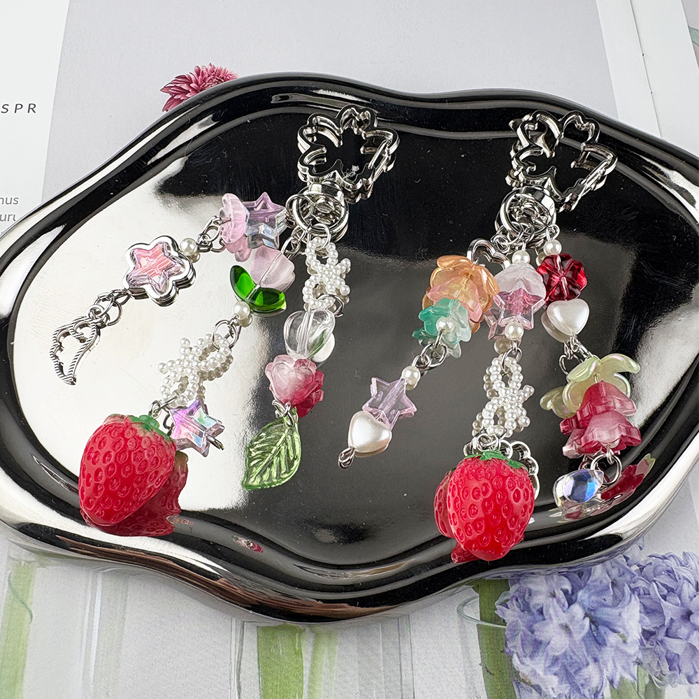 Cute Bear Strawberry Beaded Ph - Phone Accessories For Teen Girls ulasan dan harga