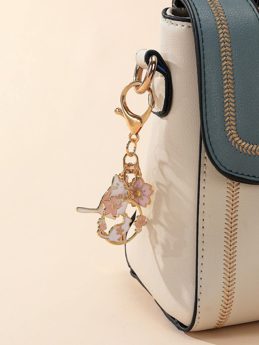 Cat Flower Decor Charm Keychai - Phone Accessories For Teen Girls ulasan dan harga