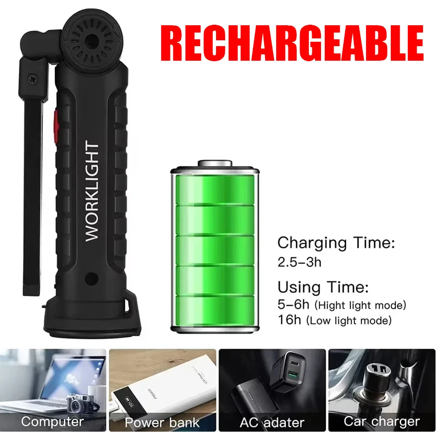 New Portable COB LED Flashligh - Type C Adapter ulasan dan harga