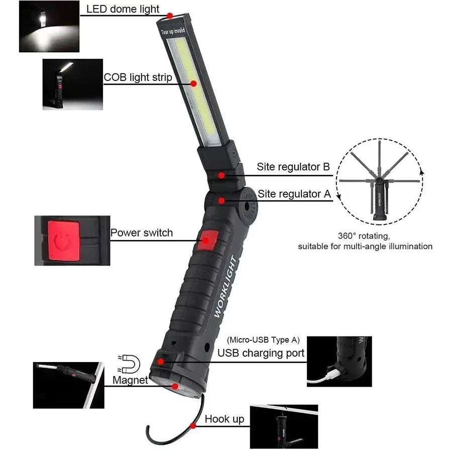 New Portable COB LED Flashligh - Type C Adapter ulasan dan harga